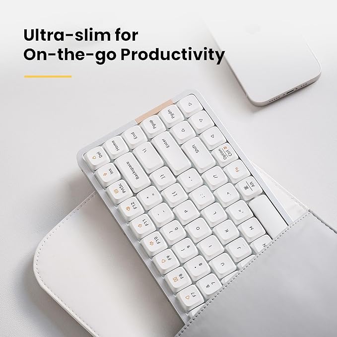 LOFREE Flow84 Low Profile Mechanical Keyboard, 75 Percent Rechargeable Wireless Keyboards with Bluetooth and Wired Connection for Windows, Mac OS/White Ghost Linear Switches
