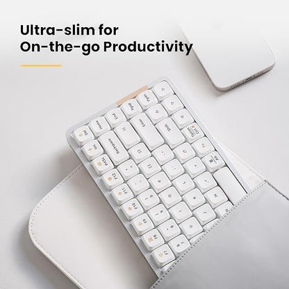 LOFREE Flow84 Low Profile Mechanical Keyboard, 75 Percent Rechargeable Wireless Keyboards with Bluetooth and Wired Connection for Windows, Mac OS/White Ghost Linear Switches