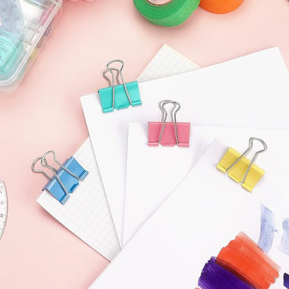ZZTX Large Binder Clips Paper Clamps Clips Assorted Color, 1.6 Inches, 24 Pieces