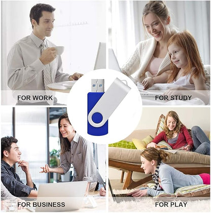 TOPESEL 5 Pack 64GB USB 3.0 Flash Drive Memory Stick Thumb Drives Swivel USB Stick Pen Drive(5 Mixed Colors: Black Blue Green Red Silver)