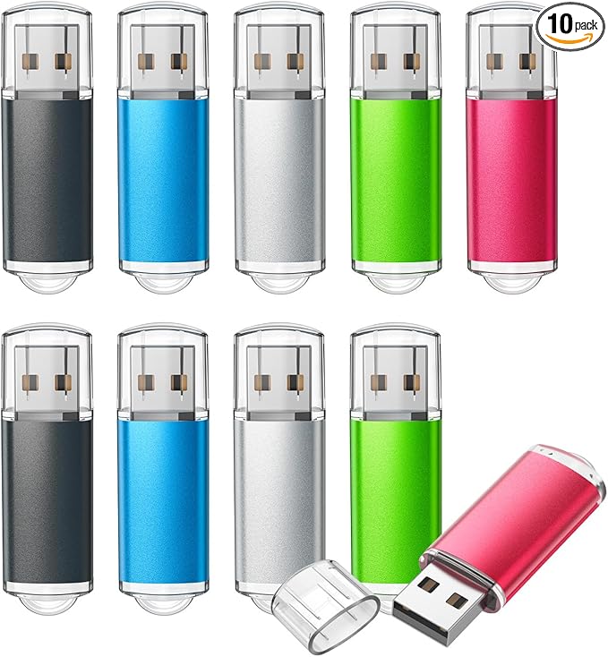 TOPESEL 32GB 10 Pack USB Flash Drive Thume Drive 2.0 Memory Stick Fold Storage Thumb Stick Jump Drive Pen Swivel Design for PC laptops, Tablets, TVs, car Audio (5 Mixed Colors)