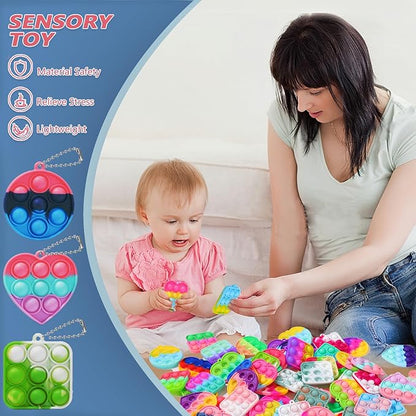 30PCS Bulk Fidget Toys, Party Favors for Kids, Birthday Party Toys, Small Classroom Prizes Box Fidgets Toys for Kids Toddlers Adult, Goodie Bag Stuffers, Treasure Chest, Bubbles Poppers,Relieve Stress