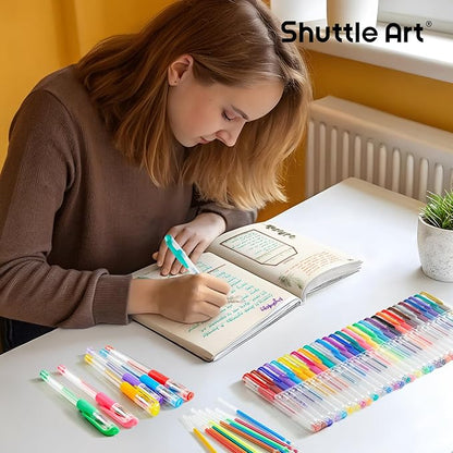 Shuttle Art Gel Pens 60 Pack — Assorted Colors with Ink Refills for Journaling & Drawing
