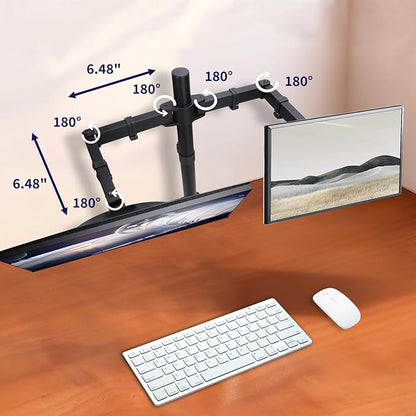 Dual Monitor Mount, Heavy Duty Adjustable Double Arm Desk Stand for 13-27” Screens, Monitor Arm Desk Mount Holds Up to 22lbs with C Clamp/Grommet Base