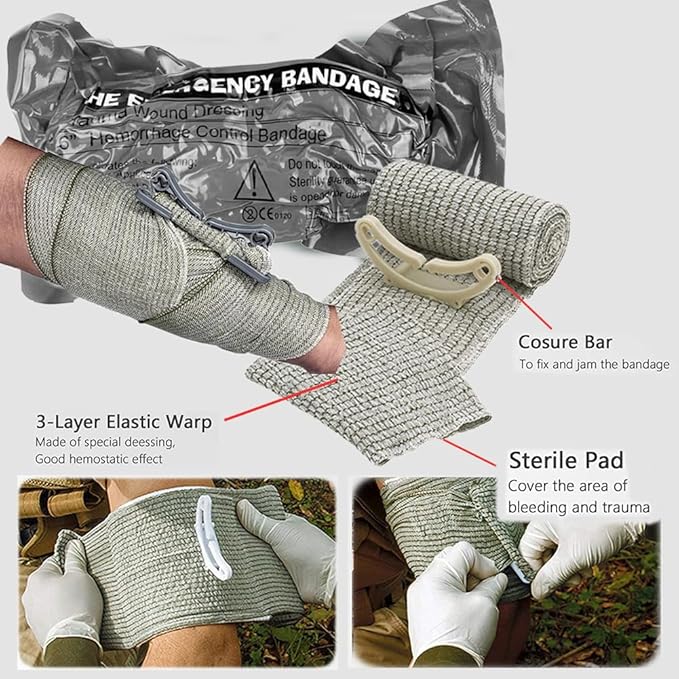 IFAK Kit Trauma Kit Military Medical First Aid Kits Bleeding Contral Emergency Survival Bug Out Bag for Camping Gear Supplies Hiking (Tan)