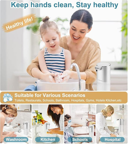 Soap Dispenser, Automatic Foaming Soap Dispenser with 4 Adjustable Volume Control, Touchless Rechargeable Hands Free Auto Dispenser for Kitchen, Bathroom, Hotel, Restaurant,13.5oz/ 400ml