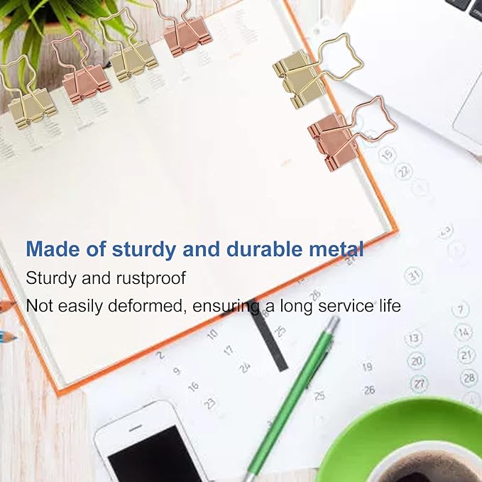 Cat Clips, Cute Clips Shaped Paper Medium, 100pcs in Two Colors - Strong Clamping Force, Rustproof Metal, Ideal for Students and Office Use