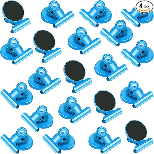 VNDUEEY 20 Pack Magnetic Paper Clip Dispenser Holder, Paperclip Dispenser for Desk, School, Office, Fridge Magnets Refrigerator Magnets, Magnet Clips for Whiteboard Locker (Blue) ﻿