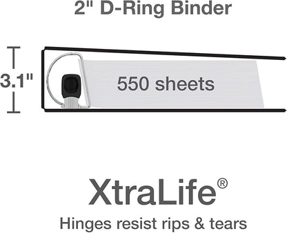 Oxford 3 Ring Binders, 2 Inch ONE-Touch Easy Open D Rings, 3-Sided View Binder Covers, Xtralife Hinge, Non-Stick, PVC-Free, Assorted Colors, 530-Sheet Capacity, 4 Pack (79912)