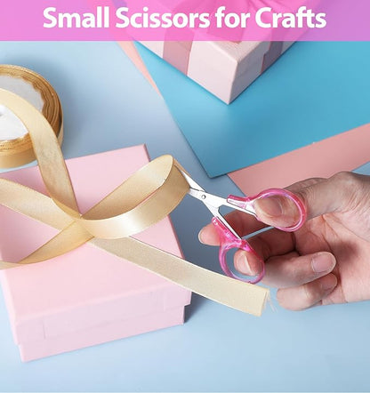 Mini Scissor, Small Scissors for Travel with Cover 3.5" Stainless Steel for Carry-on, Safe & Compact for Knitting, Crafting (Purple, Pink)