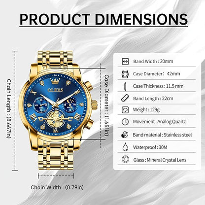 OLEVS Men Silver Watches,Men's Stainless Steel Chronograph Watch,Man Analog Quartz Big Face Male Watches Luxury Waterproof Roman Numeral Dress Diamond Relojes para Hombre