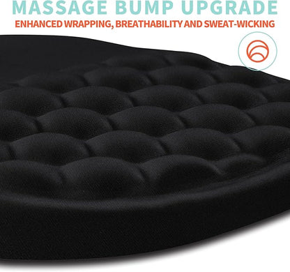 Ergonomic Mouse Pad Wrist Support with Memory Foam Massage Bulge, Carpal Tunnel Pain Relief Mousepad Wrist Rest for Mouse(12x8 inch, Black)