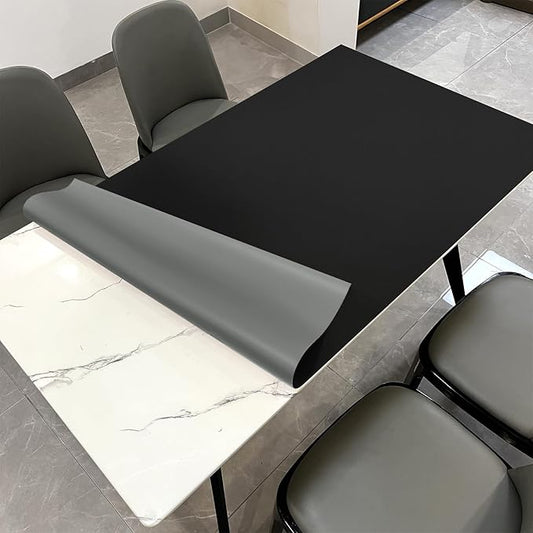 Leather Table Cover,1.8mm Thick,30x60 Inch Desk Cover,Large Desk Mat,Table Protector,Table Cover Protector,Craft Mats to Protect Table(Black+Gray,30x60)