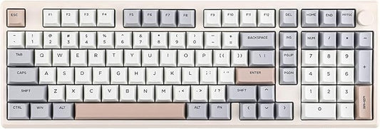 EPOMAKER Galaxy100 QMK/VIA Wireless Gaming Keyboard, Aluminum Shell, Bluetooth/2.4Ghz/USB-C, Pre-Lubed Hot-Swappable Linear Switches, NKRO, RGB Backlit (Creamy White, Wisteria Linear Switch)