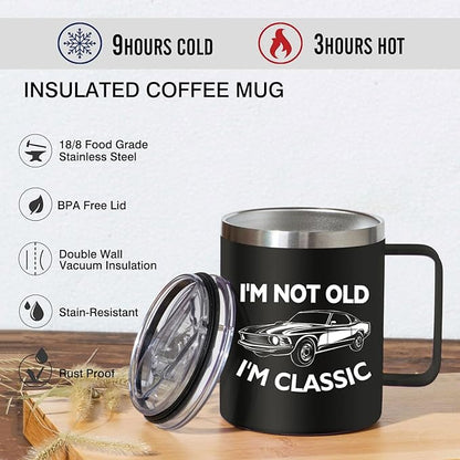 Birthday Gifts for Men - I'm Not Old I'm Classic Coffee Mug - Christmas Birthday Gifts for Men, Dad, Grandpa, Him, Husband (14oz, Black)