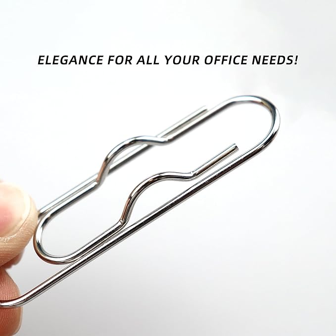 18 PCS 2.75 Inch (70mm) Paper Clips Silver Rust Resistant Metal Strong Pen Clip Style Paperclips for Office School Documents