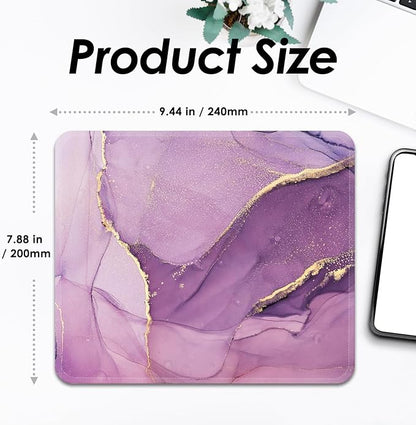 Square Mouse Pad with Stitched Edge, Premium Mousepad Washable Cloth. Computer Mouse Pad with Non-Slip Rubber Base, Mouse Pads for Computers Laptop Mouse 9.25x7.75x0.12 inch-Purple Marble