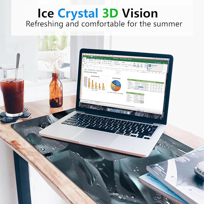 Mouse Pad Gaming Mousepad 31.5x11.8 Inch - 3mm Durable Fabric with Non-Slip Base, Waterproof Surface & Reinforced Edges for Gamers, Work Desks and Streaming Setups (ice Chunk)