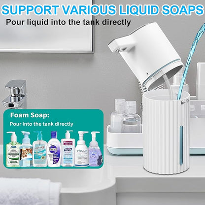 HOMELYLIFE Automatic Luquid Soap Dispenser, 13.53oz/400ml Touchless Soap Dispenser with 4 Adjustable Levels, 1800mAh USB Rechargeable Smart Hand Free Dispenser for Bathroom, Kitchen, Office, Home