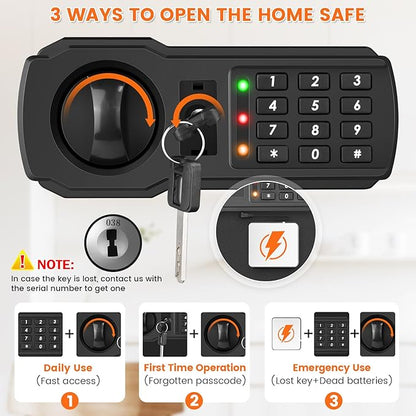 23.62'' Tall Safe Box, 5.0 Cuft Home Safety Box with A4 Fireproof Waterproof Bag, Anti-Theft Security Document Safe with Combination Lock & 3 Removable Shelves, Large Safes for Home Cash Medicines