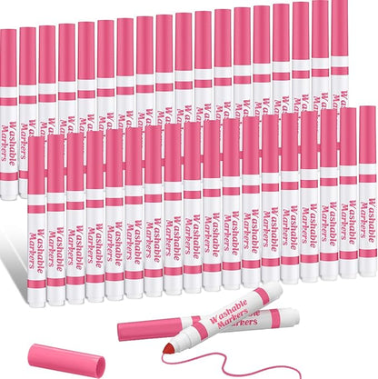 Janlaugh 36 Pcs Pink Washable Markers Bulk Coloring Broad Line Markers for Kids Pink Conical Tip drawing pen for School Supplies, travel Art baby shower gender reveal party Supplies, Ages 6+
