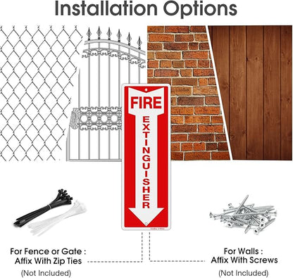 GicnKeuz Fire Extinguisher Sign, 12"x4" .040 Rust Free Heavy Aluminum, Reflective, Weatherproof and Fade Resistant, 2 pre-drilled holes, Easy to Install, Indoors and Outdoors Use (12-Pack)