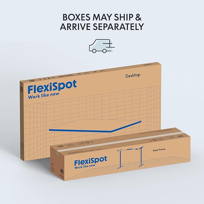 FLEXISPOT EN1 One-Piece Standing Desk 48 x 30 Inches Height Adjustable Electric Desk Sit Stand Desk Home Office Desks (White Frame + Marble Gray Top, 2 Packages)