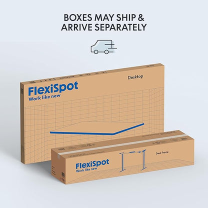 FLEXISPOT EN1 One-Piece Standing Desk 48 x 30 Inches Height Adjustable Electric Desk Sit Stand Desk Home Office Desks (White Frame + Marble Gray Top, 2 Packages)