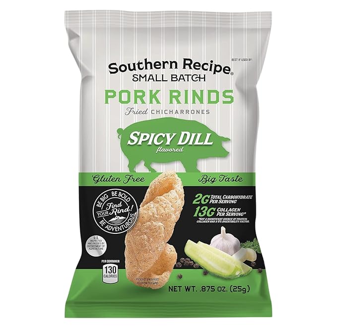 Pork Rinds Variety Pack | Hot Honey, Sweet BBQ, Spicy Dill, Salt & Pepper | 4 Flavors | Southern Recipe Small Batch Chicharrones | Keto Friendly & Low Carb | Snack Bag (20 Count)