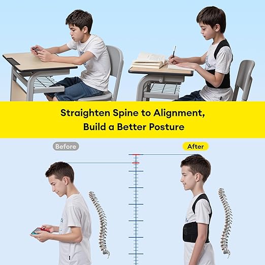 babaka Back Brace Posture Corrector for Kids, Adjustable Full Back Support, for Upper and Lower Back Pain Relief, Scoliosis, Dowagers Hump, Hunchback, Thoracic, Spine Corrector (X-Large, Waist: 26''-31'')