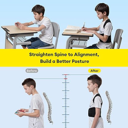 babaka Back Brace Posture Corrector for Kids, Adjustable Full Back Support, for Upper and Lower Back Pain Relief, Scoliosis, Dowagers Hump, Hunchback, Thoracic, Spine Corrector (X-Large, Waist: 26''-31'')