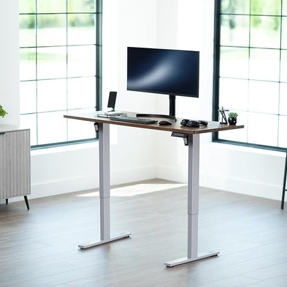 VIVO Electric 60 x 24 in Rustic Standing Desk, Memory Height Adjustment, 1B Series, One-Piece Vintage Brown Top, Gray Frame, DESK-KIT-1G6N