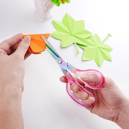 Acrylic Scissors Set, Office Scissors for Desk Heavy Duty, Pink Clear Comfort-Grip Handles and Titanium Coated Blades, Sharp Scissors all Purpose for Sewing, Art, Craft, School, Home Supplies