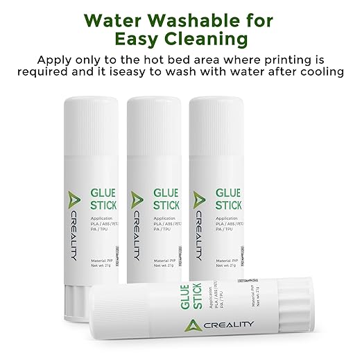 Creality 3D Printer Glue Sticks 4 Pack Enhanced First Layer Adhesion Reduce Warping on Hot Bed, PVP Solid 3D Print Glue Sticks Compatible with PLA/ABS/PETG/PC/PA/TPU, Each Weighing 21g/0.74oz