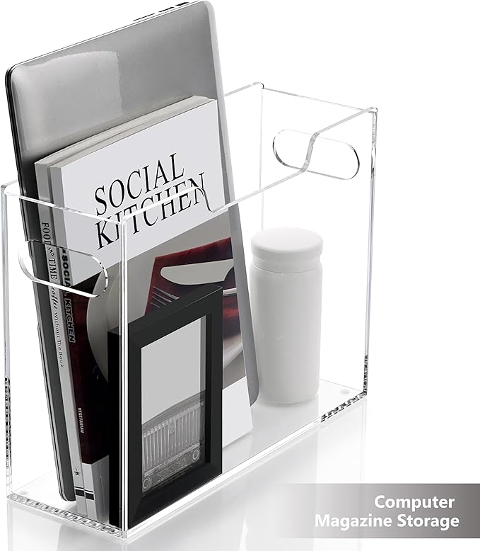 DINGHUO Hanging File Box, Letter Size Acrylic Hanging File Organizer, Clear Portable File Storage Box with Handle, File Folder Holder for Desk Home Office School -1 Pack