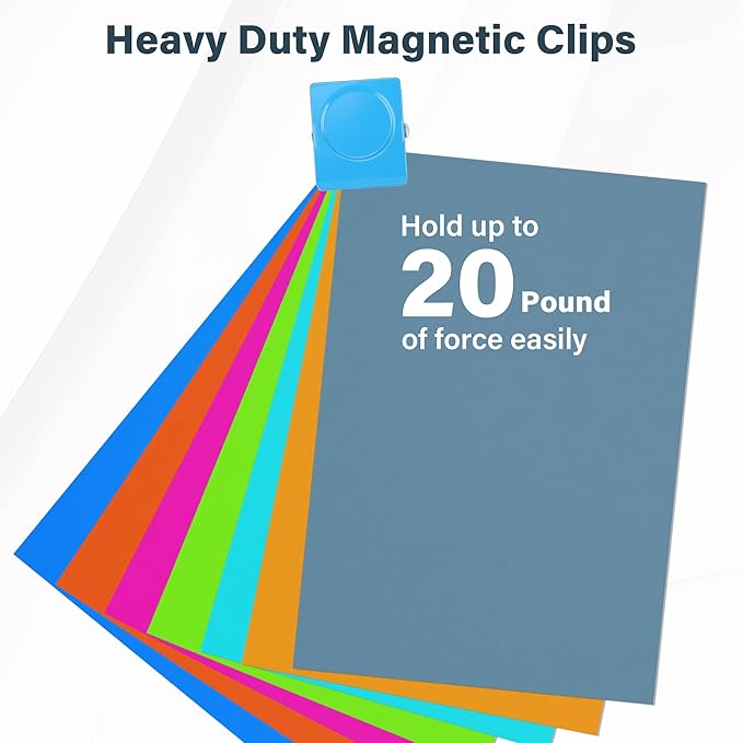 Magnetic Clips, 24 Pieces Heavy Duty Square Magnetic Clips for Office Classroom Whiteboard Paper Hanging, 1.2 inch Colorful Strong Magnet Metal Clips for Cruise Cabins Clipping Photo