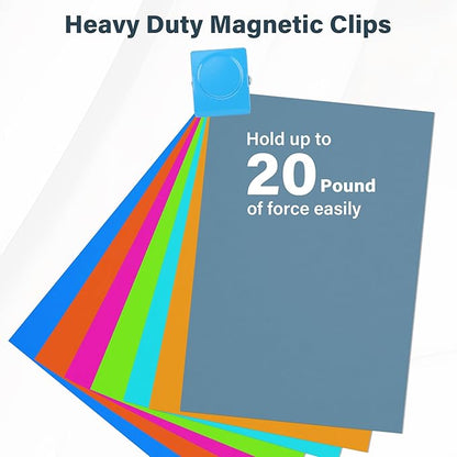 Magnetic Clips, 24 Pieces Heavy Duty Square Magnetic Clips for Office Classroom Whiteboard Paper Hanging, 1.2 inch Colorful Strong Magnet Metal Clips for Cruise Cabins Clipping Photo