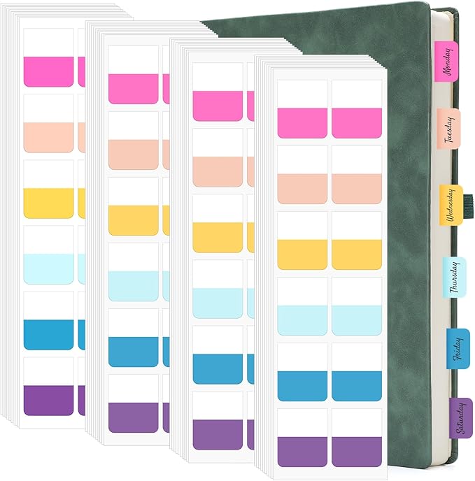 EUSOAR Book Tabs, 480 Pcs 1x1.1 Inch Assorted Pastel Colors Sticky Tabs for Notebooks Repositionable Page Markers, Self Adhesive Annotation Stickers Clear Sticky Notes Tab for School Office