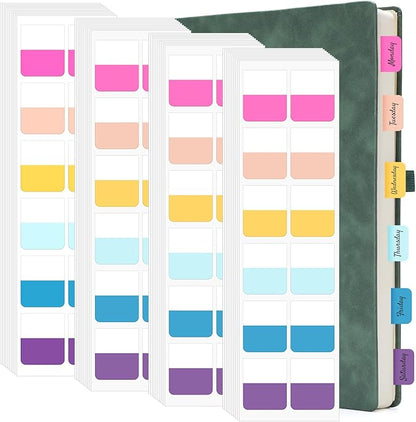 EUSOAR Book Tabs, 480 Pcs 1x1.1 Inch Assorted Pastel Colors Sticky Tabs for Notebooks Repositionable Page Markers, Self Adhesive Annotation Stickers Clear Sticky Notes Tab for School Office