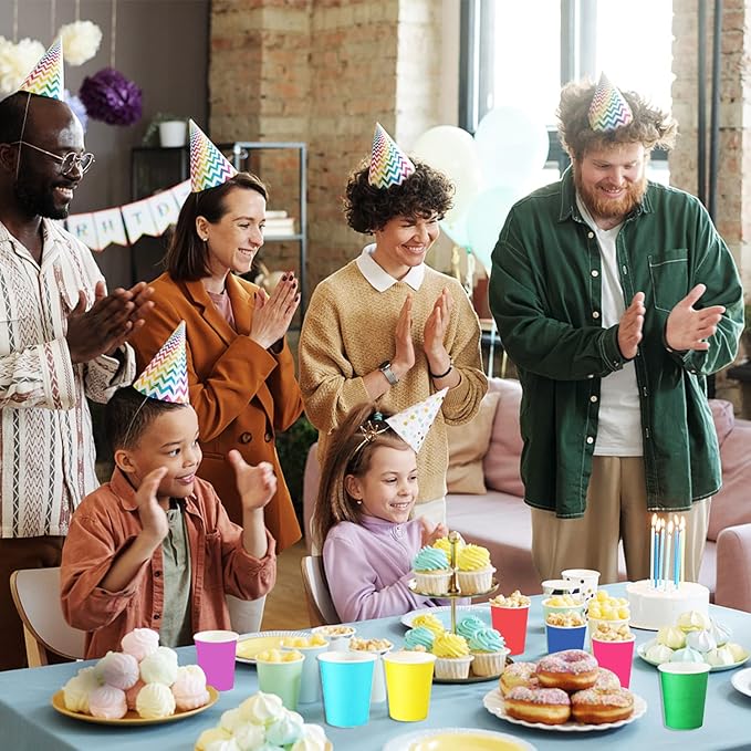 Disposable Paper Cups, 60pcs Color Paper Cups For DIY Wedding Party Picnic BBQ Travel and Event 8OZ (12 Multicolor)