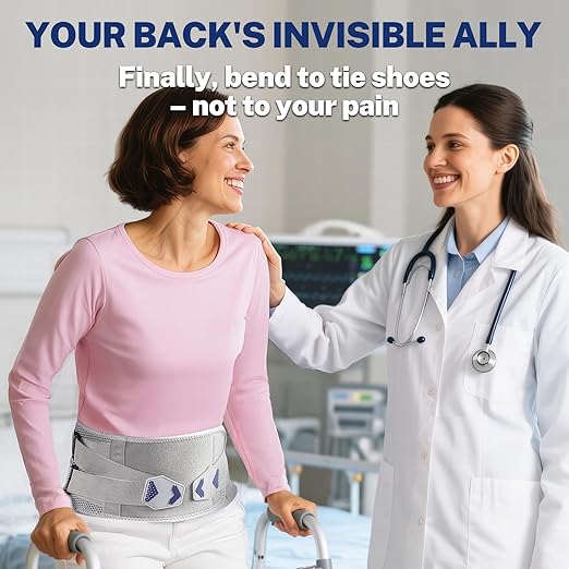 Back Brace for Lower Back Pain Relief, Ergonomic Curved Lumbar Support, Ultra Breathable Knitted Fabric, Adjustable Fit for Under Clothes, Sciatica, Scoliosis, Posture, Lifting, Size XXL