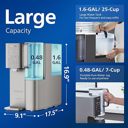 Reverse Osmosis Water Filter Countertop, Cold Water Countertop RO System 6 Stage Filtration with UV Light, Instant Boiling Water 6 Temperature Settings NSF/ANSI 372 Certified, TDS Monitor