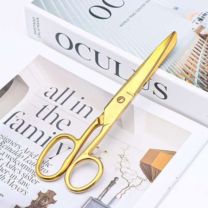 NatSumeBasics 7" Small Gold Scissors Craft Tailor Fabric Brass Scissors All Purpose Stainless Steel Professional Dressmaker Shears for Desk School Office Home (NEW)