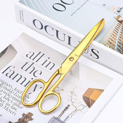 NatSumeBasics 7" Small Gold Scissors Craft Tailor Fabric Brass Scissors All Purpose Stainless Steel Professional Dressmaker Shears for Desk School Office Home (NEW)
