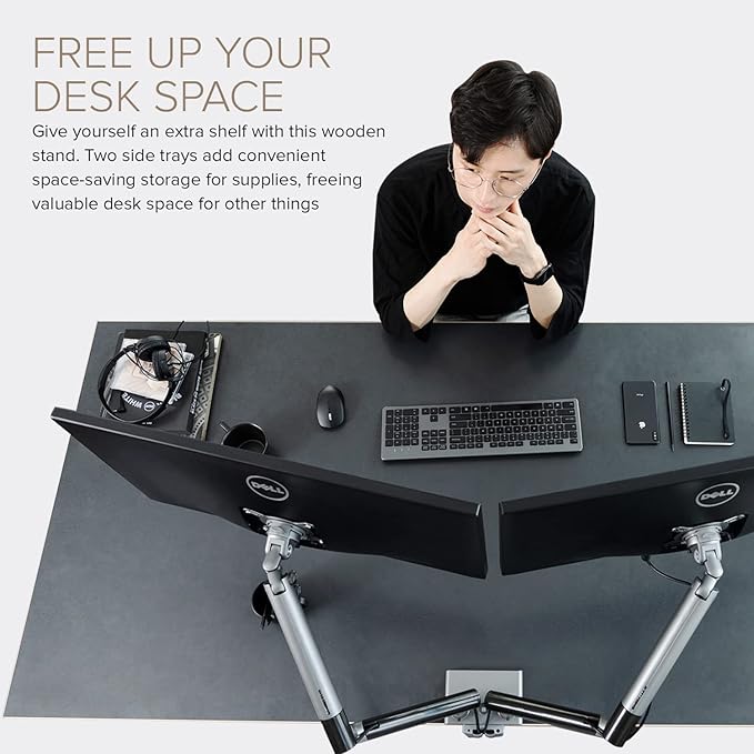 POUT E12 Dual Monitor Arm Mount Stand – Adjustable Full Motion Desk Mount for 17’’-32’’ Screens, Supports 4-22lbs per Arm, VESA 75x75mm & 100x100mm (White/Silver)