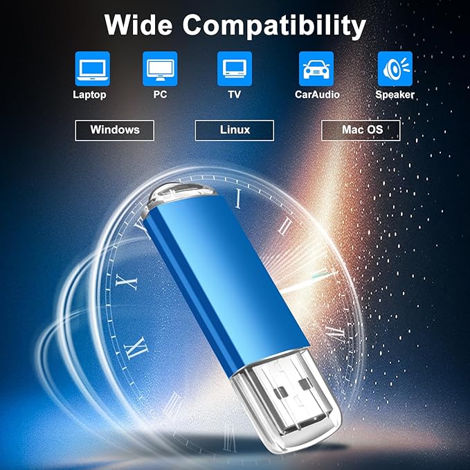 Generic 64GB Flash Drive 5 Pack USB 2.0 Flash Drive Thumb Drive USB Flash Driver Drive Pack Keychain Design Jump Drives Memory Stick for Data Storage(5 Pack Plastic USB Blue, 64GB)