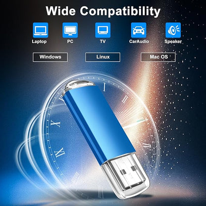 Generic 64GB Flash Drive 5 Pack USB 2.0 Flash Drive Thumb Drive USB Flash Driver Drive Pack Keychain Design Jump Drives Memory Stick for Data Storage(5 Pack Plastic USB Blue, 64GB)