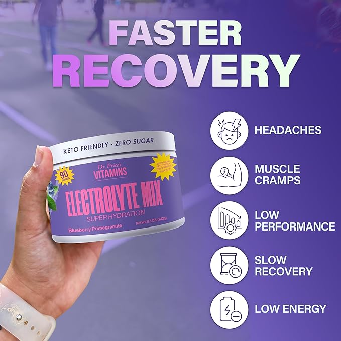 Dr. Price’s Electrolytes Powder Bulk | Blueberry Pomegranate 90 Servings | Sugar Free Hydration Powder with 72+ Trace Minerals | Keto, Vegan, Electrolyte Drink Mix | Doctor-Formulated, Made in USA