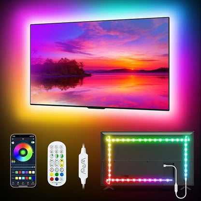 Daymeet TV LED Lights 16.4FT for 65-85in TVs, Music Sync RGB Color Changing TV Lights with Remote APP Control, USB Tv Backlighting Strip Light for Gaming Room Xmas Decoration