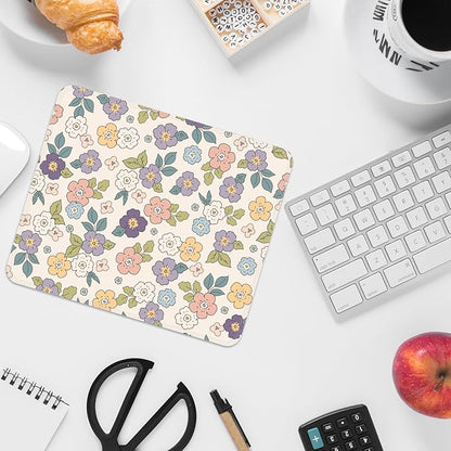 Square Mouse Pad with Stitched Edge, Premium Mousepad Washable Cloth. Computer Mouse Pad with Non-Slip Rubber Base, Mouse Pads for Computers Laptop Mouse 9.25x7.75x0.12 inch-Flower5